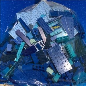 Blue colored assorted random legos 1 pound